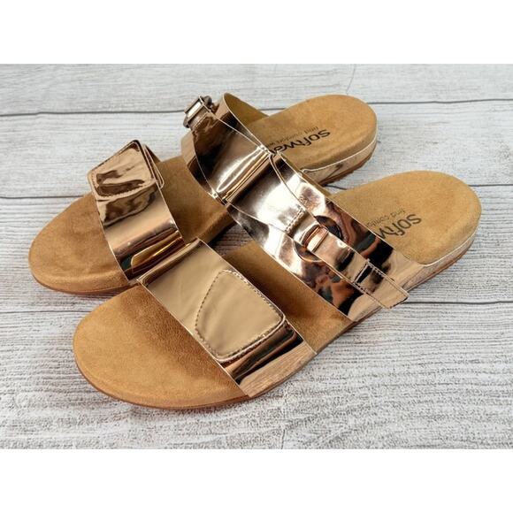 SoftWalk Shoes - Softwalk Barcelona Womens Sandals Rose Gold Patent Metallic Size US 10M